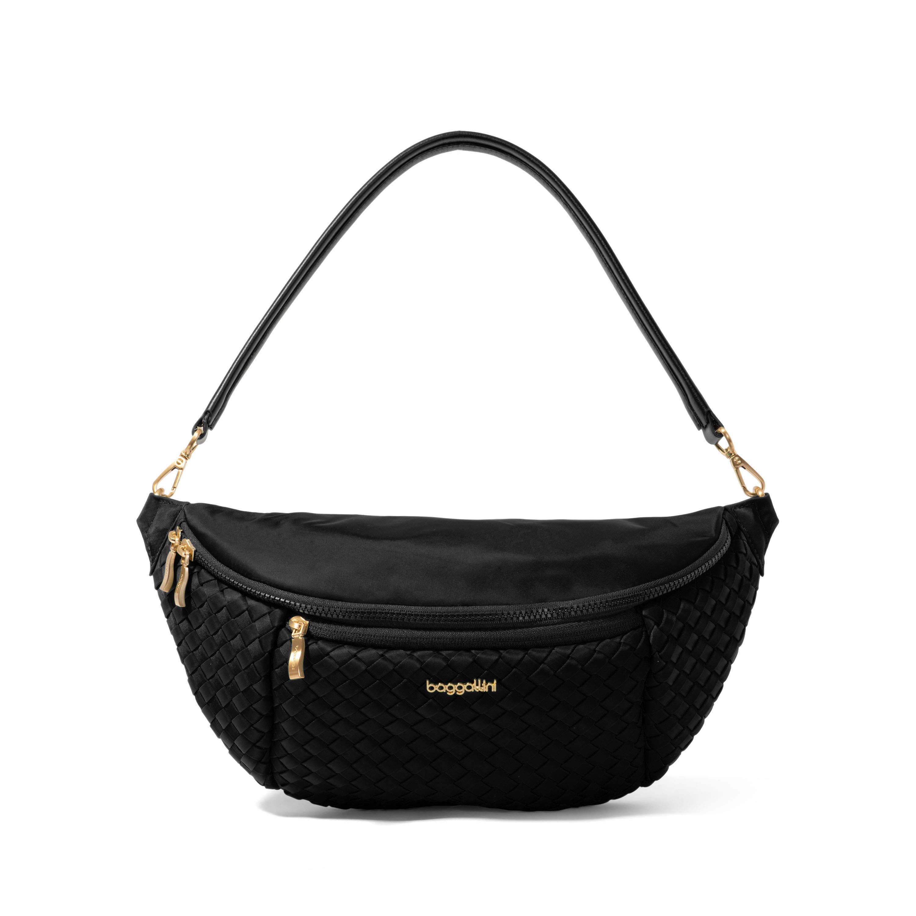 BAGGALLINI Stanton Woven Crossbody, Alternate, color, Black Woven Twill