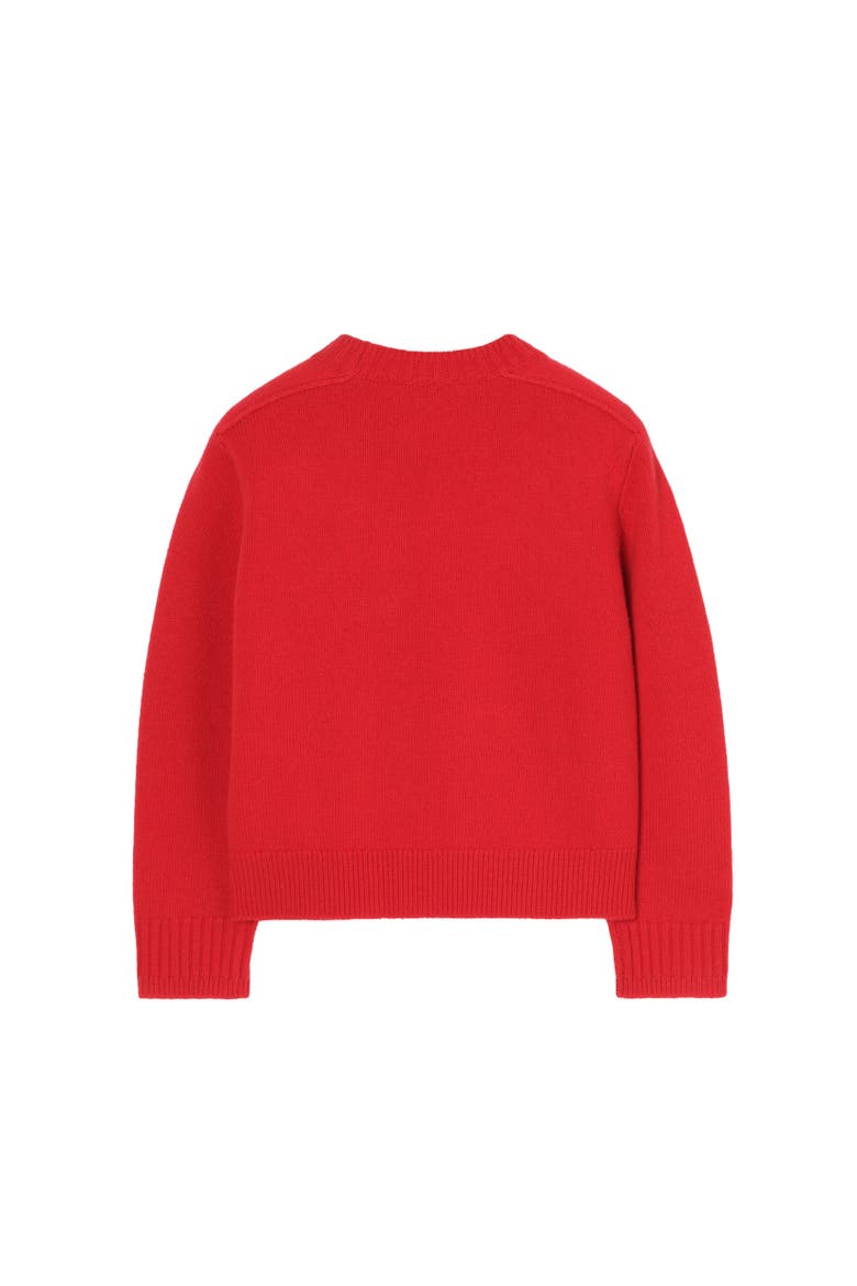 Girls' Rhinestone Knight Wool Sweater, Alternate, color, Crayon red