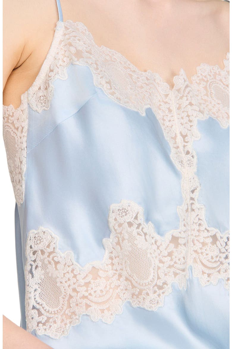 Lingerie-style top with lace, Alternate, color, Blue / ecru