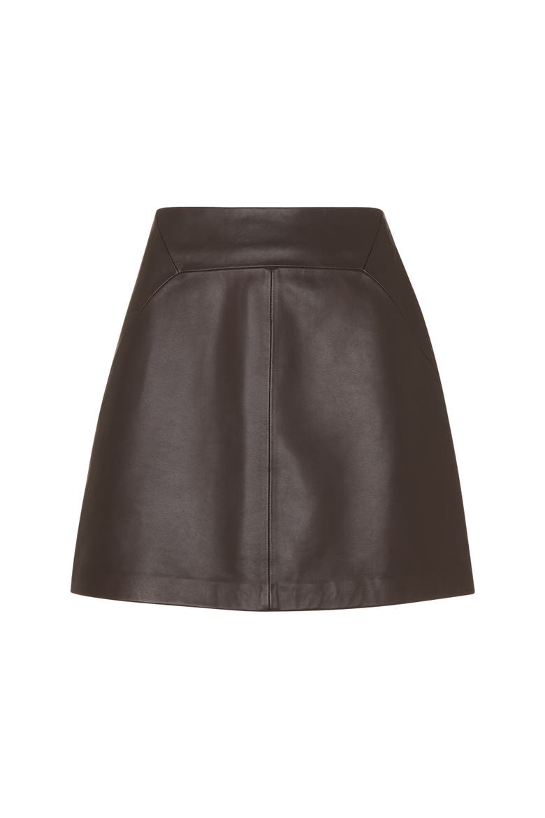 Leather A-Line Skirt, Alternate, color, Brown