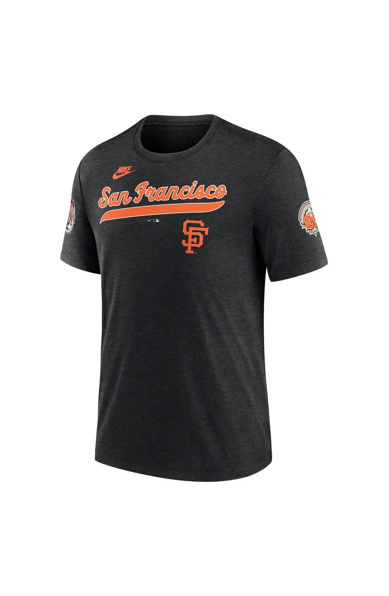 Nike Men's Nike Heather Black San Francisco Giants Cooperstown Collection Eras Tri-Blend T-Shirt, Alternate, color, Heather Black