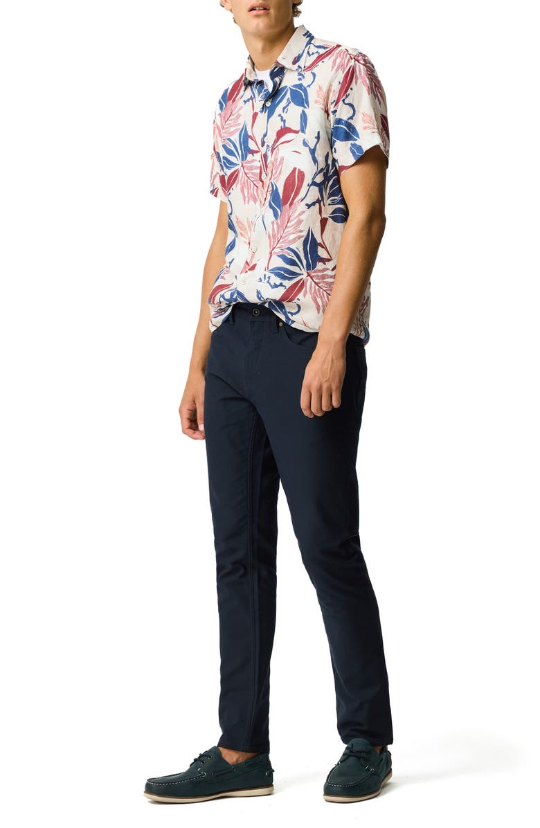 Rodd & Gunn Saltwater Creek Sports Fit Botanic Print Short Sleeve Linen Button-Up Shirt, Alternate, color, Beige