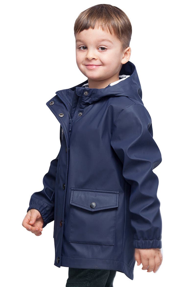 Kids' Waterproof Rain Coat Rubberized Jacket, Alternate, color, Peacoat navy