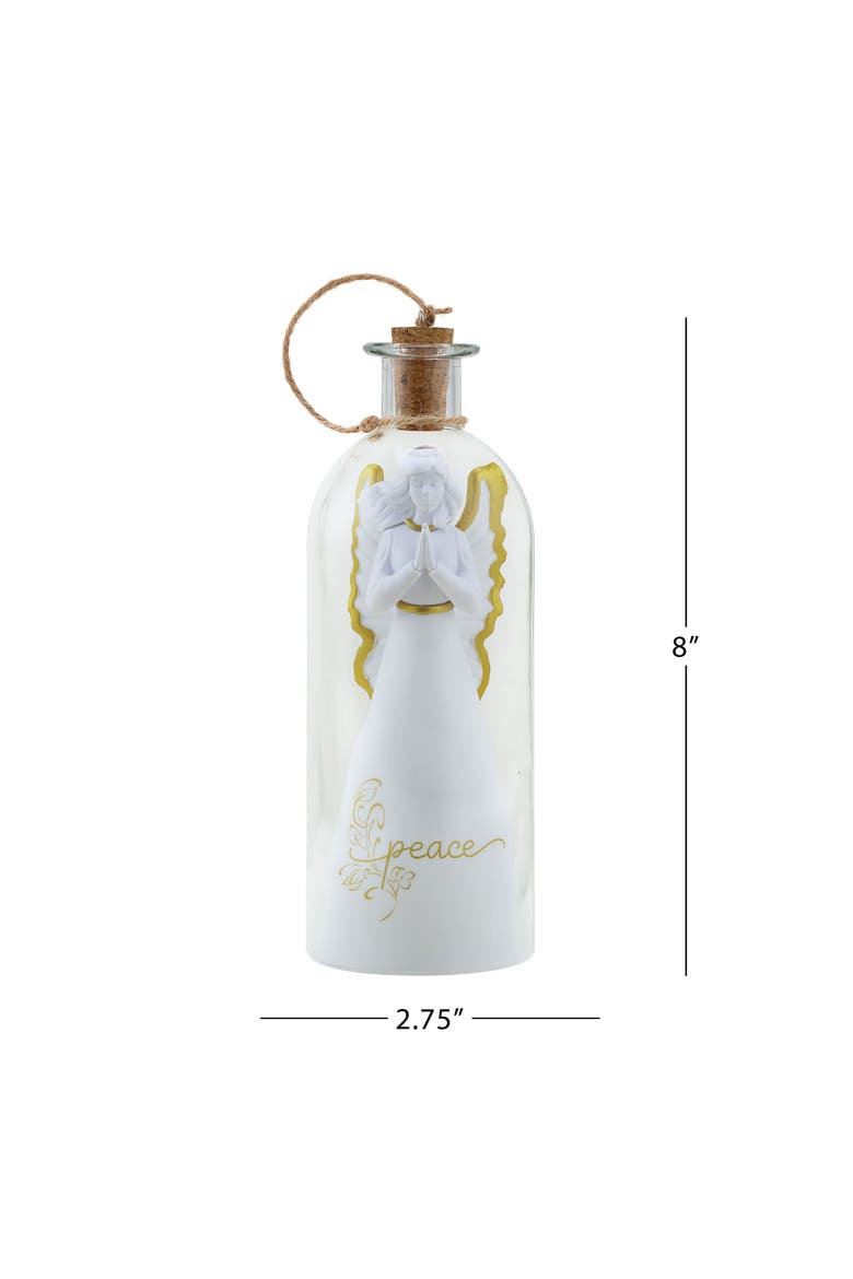 8 in. Message in a Bottle Angel - Peace, Alternate, color, White