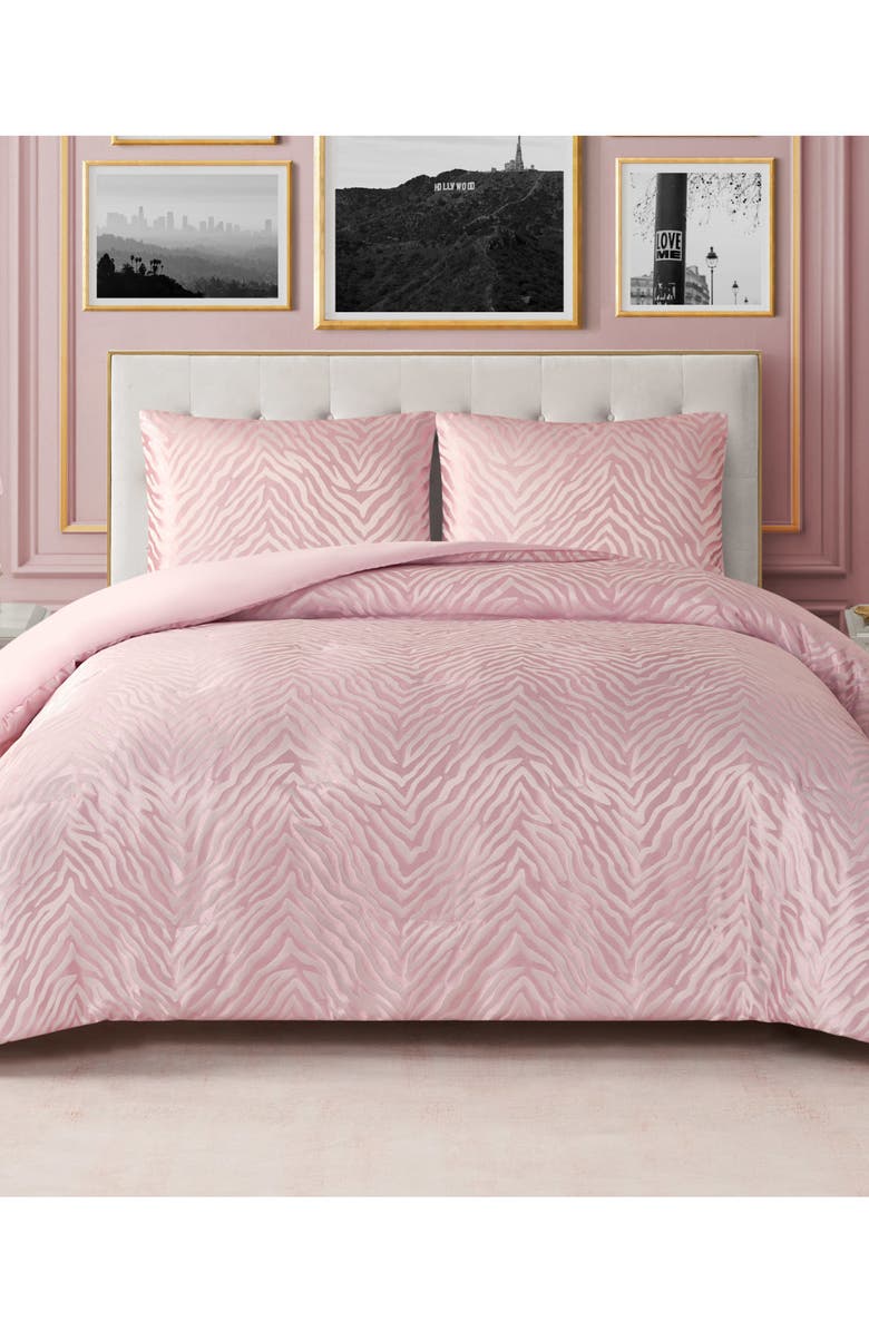 Juicy Couture Glam Zebra Comforter & Sham Set, Main, color, Pink Zebra