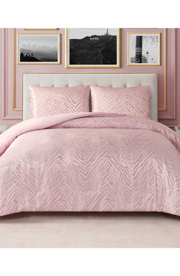 Juicy Couture Glam Zebra Comforter & Sham Set In Pink