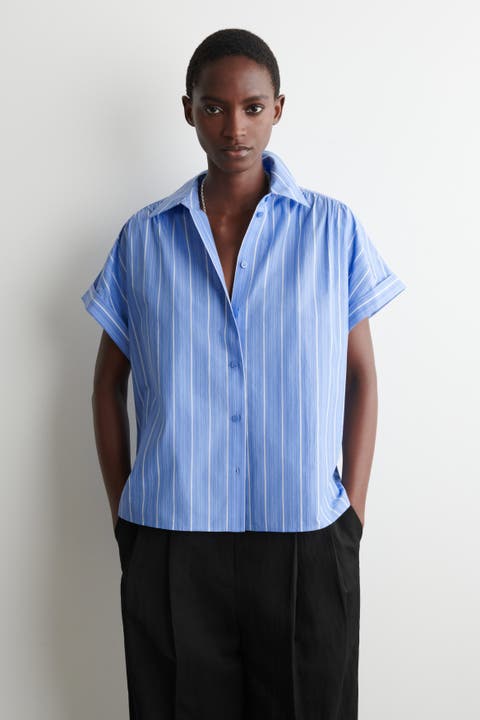 Striped Short-sleeved Cotton Shirt