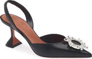 Amina Muaddi Begum Crystal Pointed Toe Slingback Pump