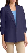 Jones New York Scrunch Sleeve Faux Double Breasted Linen Jacket