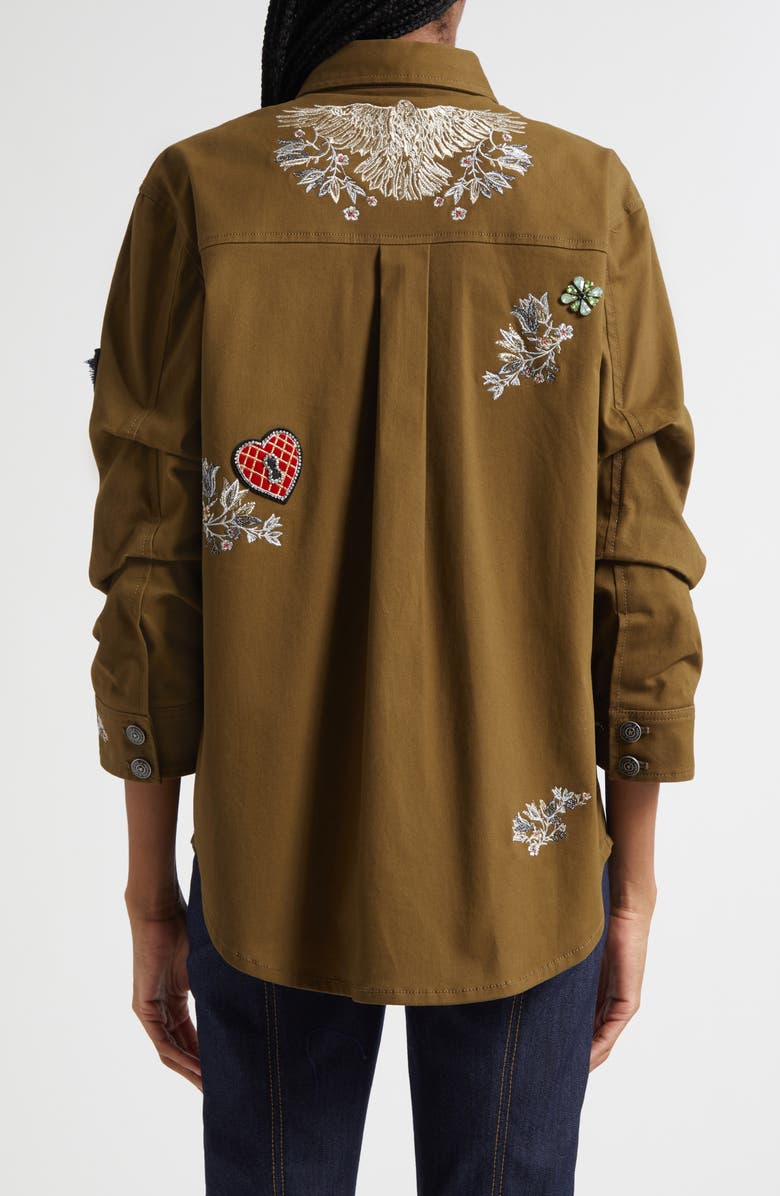 Cinq à Sept Embroidered Patch Jacket, Alternate, color, Dark Olive/ Multi
