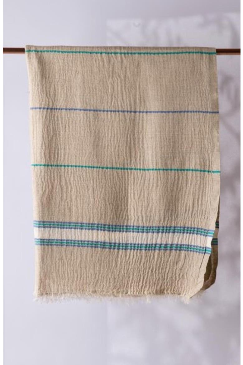Hand loomed Muslin Linen Beach Towel, Alternate, color, Blue