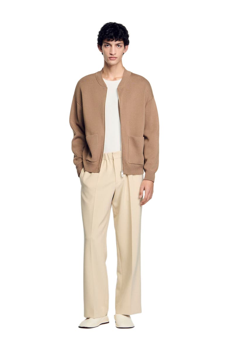 SANDRO Knit jacket, Alternate, color, Dark Sand