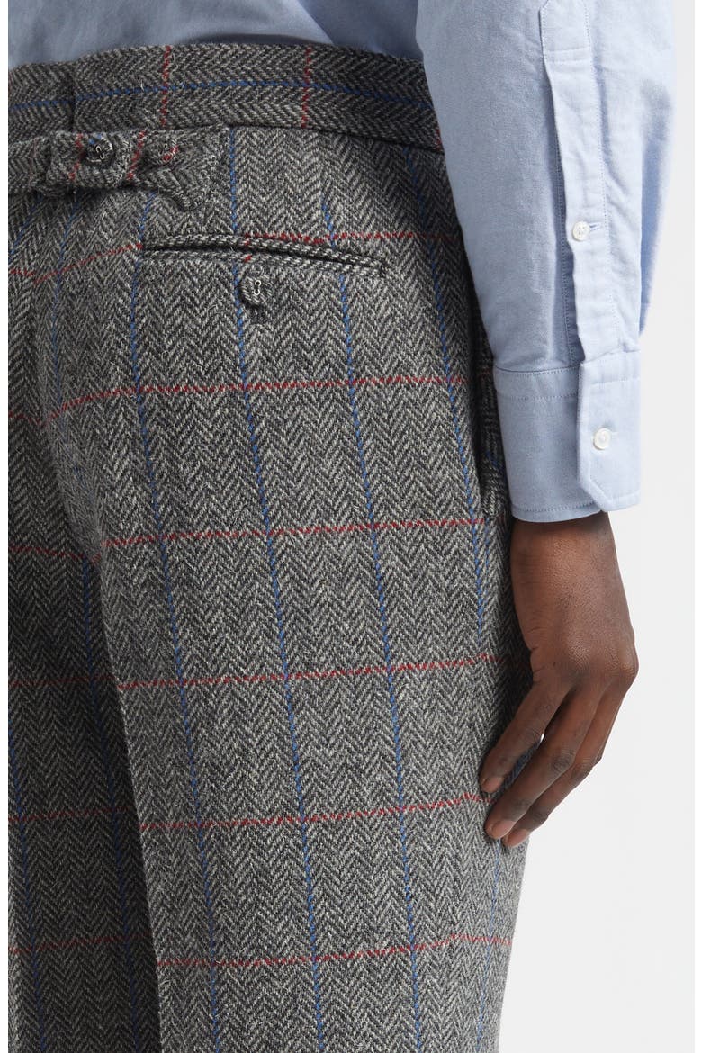 Classic Fit Hunting Herringbone Tweed Backstrap Trousers, Alternate, color, DARK GREY