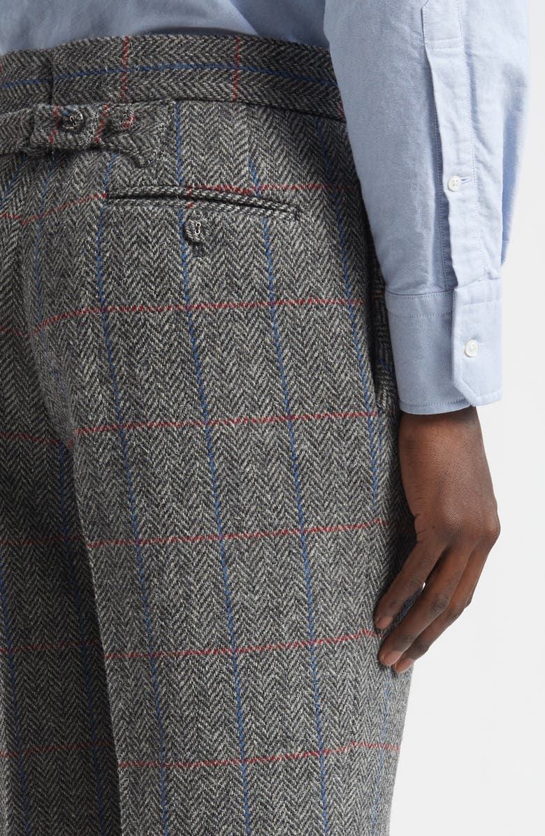 Thom Browne Classic Fit Hunting Herringbone Tweed Backstrap Trousers, Alternate, color, Dark Grey