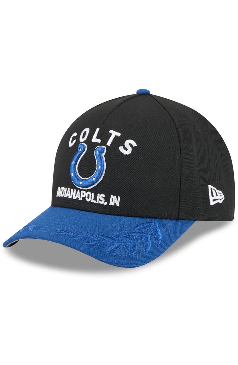 New Era Men's New Era Black/Royal Indianapolis Colts 2025 NFL Draft 9FORTY A-Frame M-Crown Adjustable Hat, Main, color,