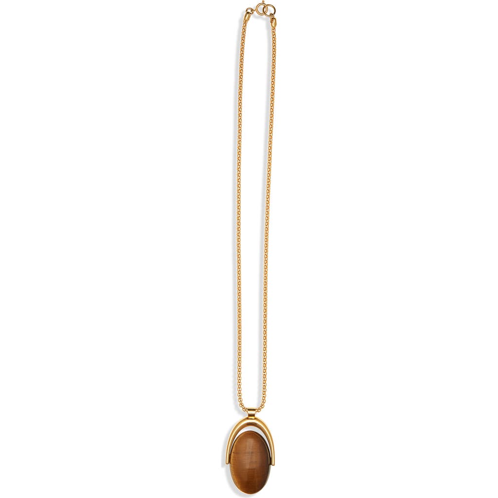 Tom Ford Angelica Tiger's Eye Pendant Necklace In 3yb04 Vintage Gold/brown