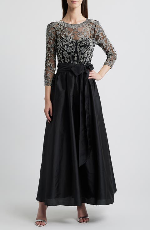 Embellished Illusion Neck Gown (Petite)
