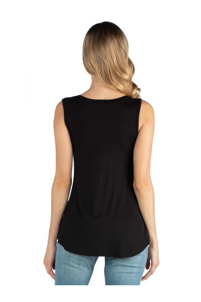 Maternity V-Neck Tunic Tank Top with Round Hemline, Alternate, color, Black