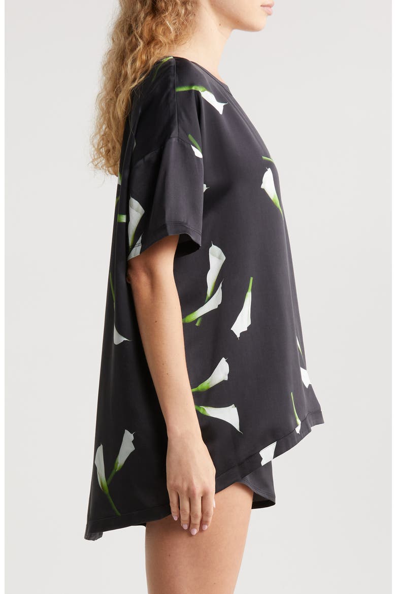 Washable Silk Tee Short Pajamas, Alternate, color, FLOATING LILY