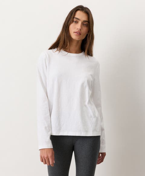Organic Cotton Soft-Slub Essential Crewneck Long Sleeve Tee