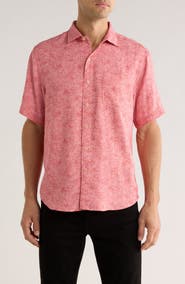 Tommy Bahama Etched Hibiscus Short Sleeve Button-Up Shirt