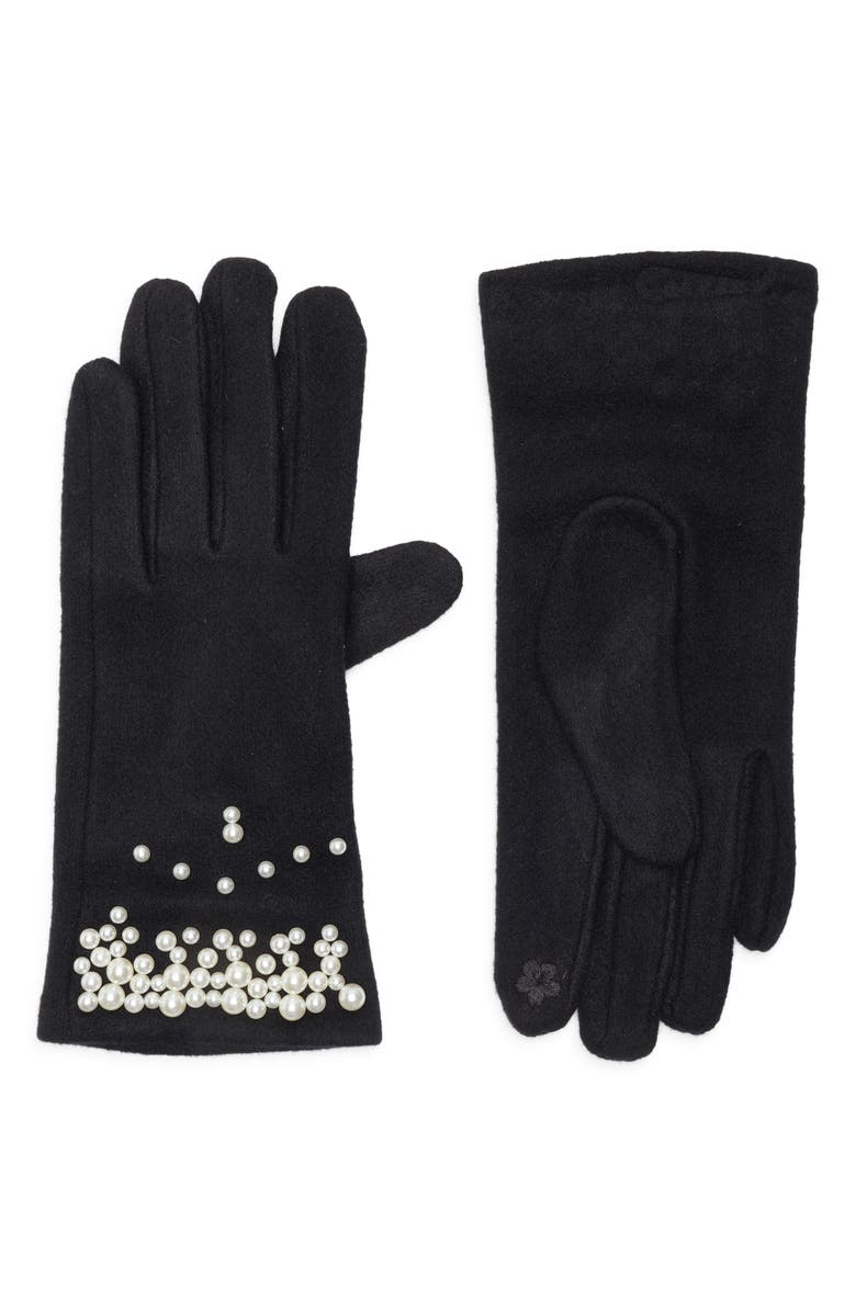 Ted Baker London Faux Pearl Embellished Gloves, Main, color, Black