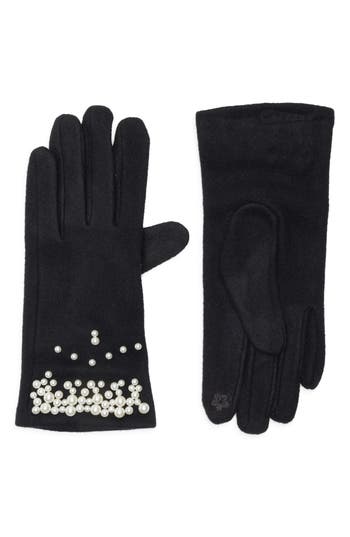 Ted Baker London Faux Pearl Embellished Gloves In Black