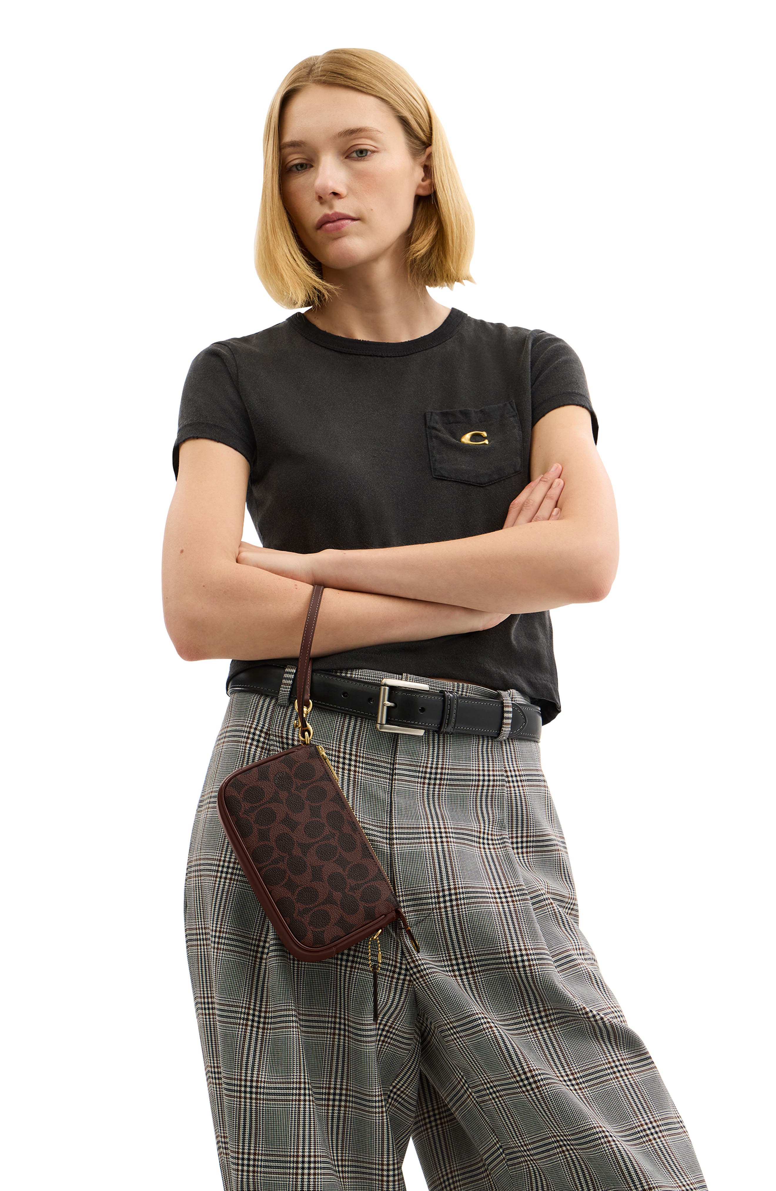 COACH Plaza Signature Coated Canvas Shoulder Bag, Alternate, color, 