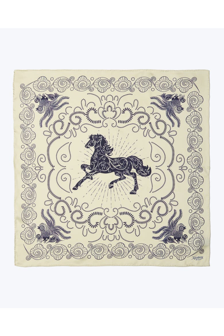 Equestrian Dreams Silk Bandana, Main, color, Beige