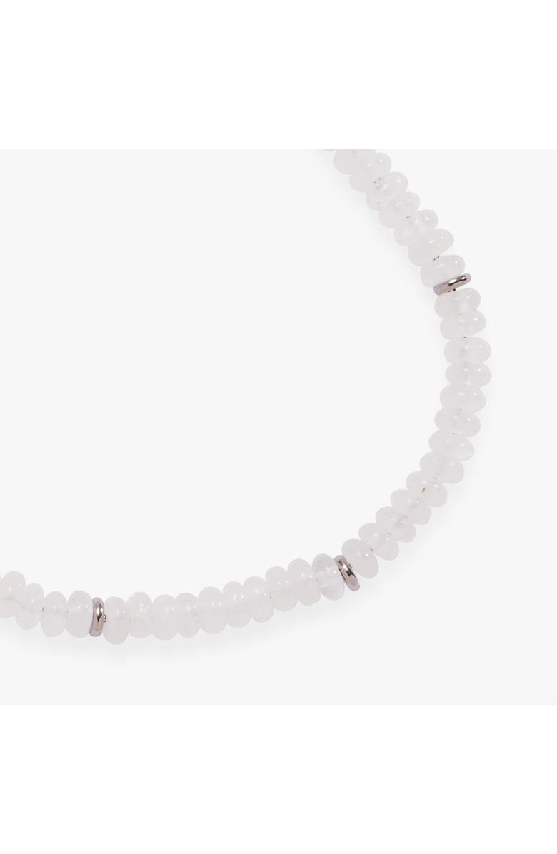 Alex and Ani Clear Quartz Semi-Precious Beaded Anklet, Alternate, color, White/ Silver