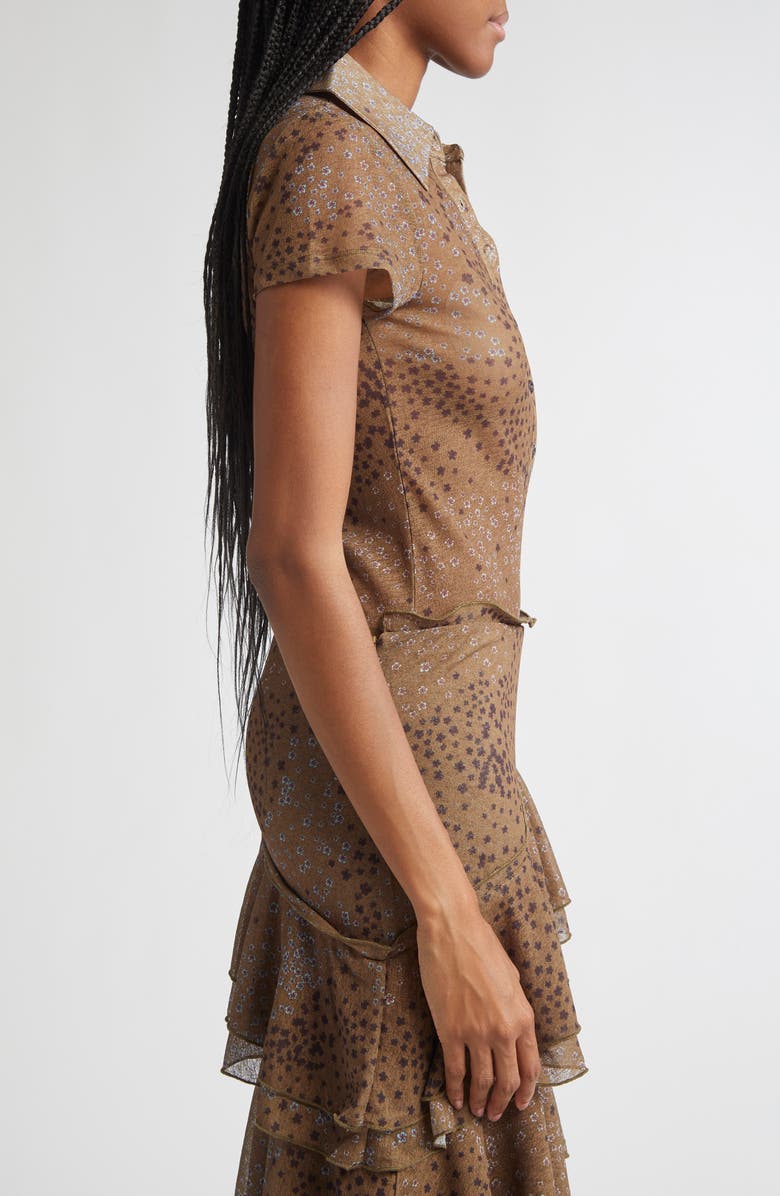 Siedrés Asne Floral Mesh Polo, Alternate, color, Brown Multi