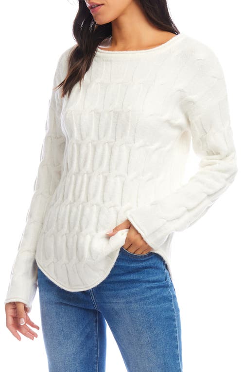 Karen Kane Cable Knit Shirttail Sweater In Ivory