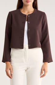 T Tahari Bracelet Sleeve Crop Blazer