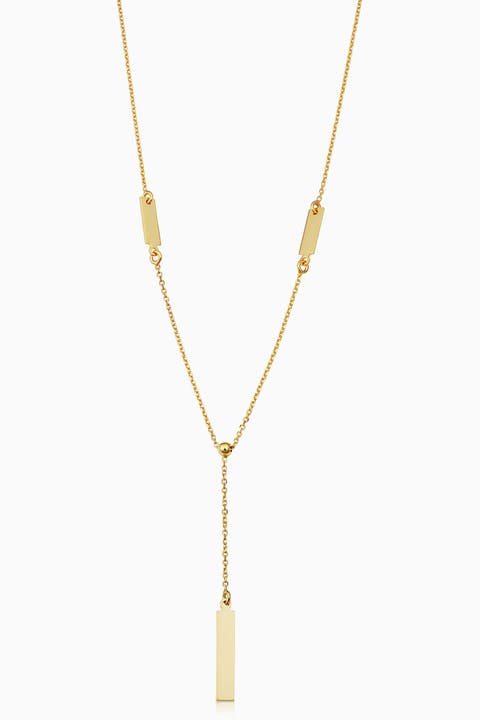 14K Gold Brooklyn Bar Drop Necklace
