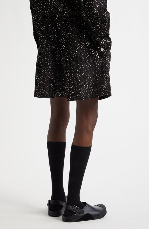 Bode Giltter Dot Faille Shorts In Black Silver