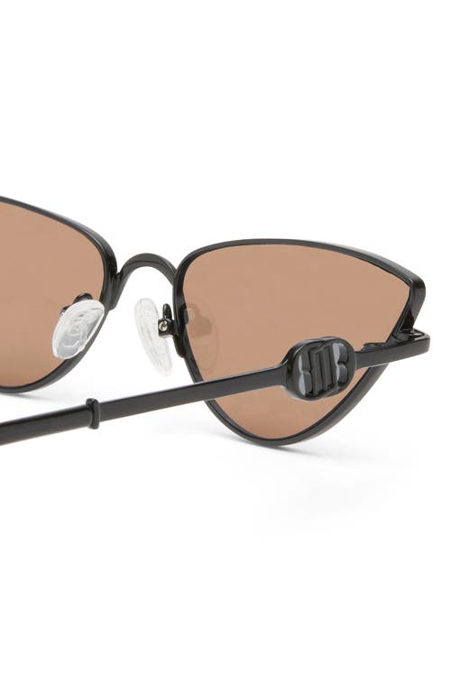 Le Specs The Soiree Slim Metal Cat-eye Sunglasses In Satin Black/flash