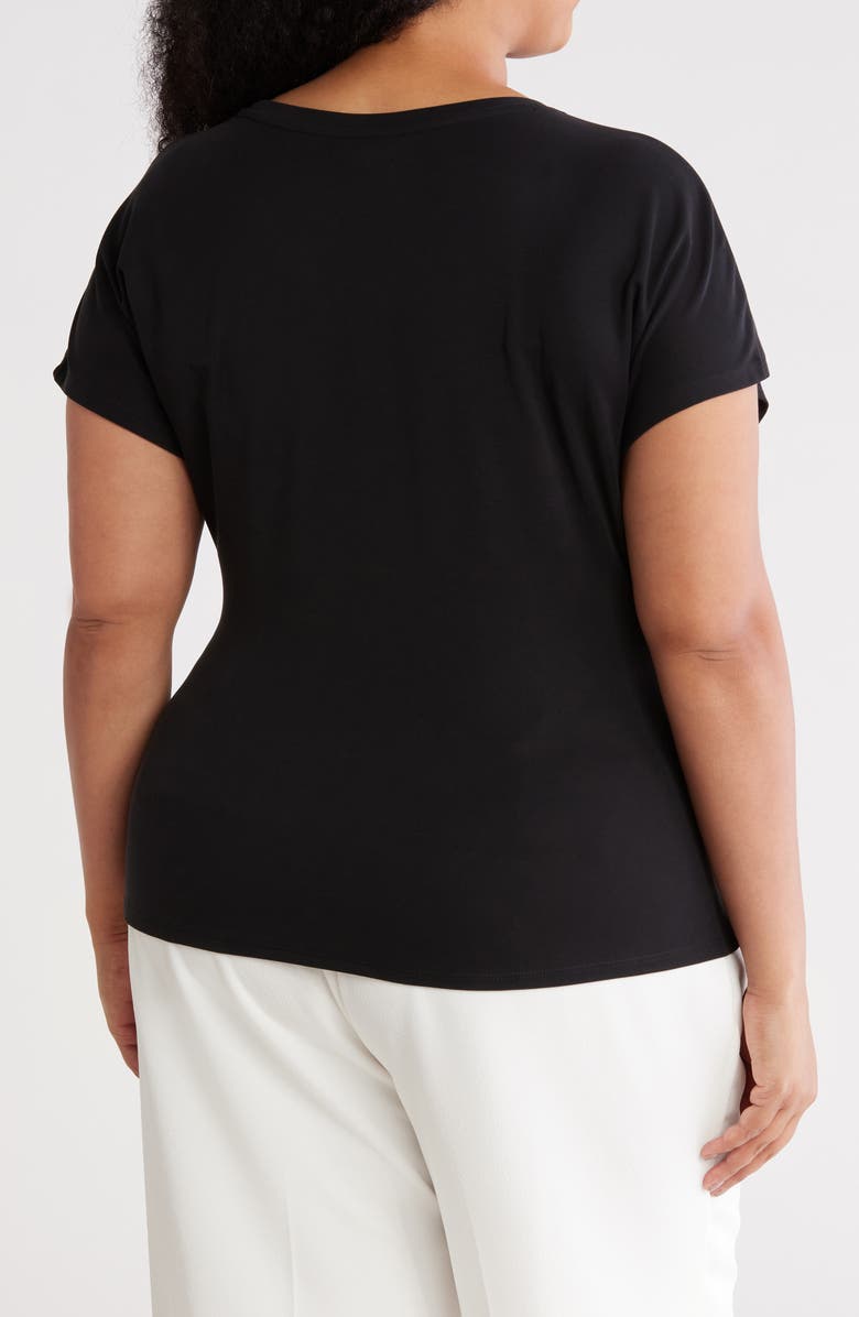 NORDSTROM RACK Short Sleeve Tie Detail Top, Alternate, color, Black