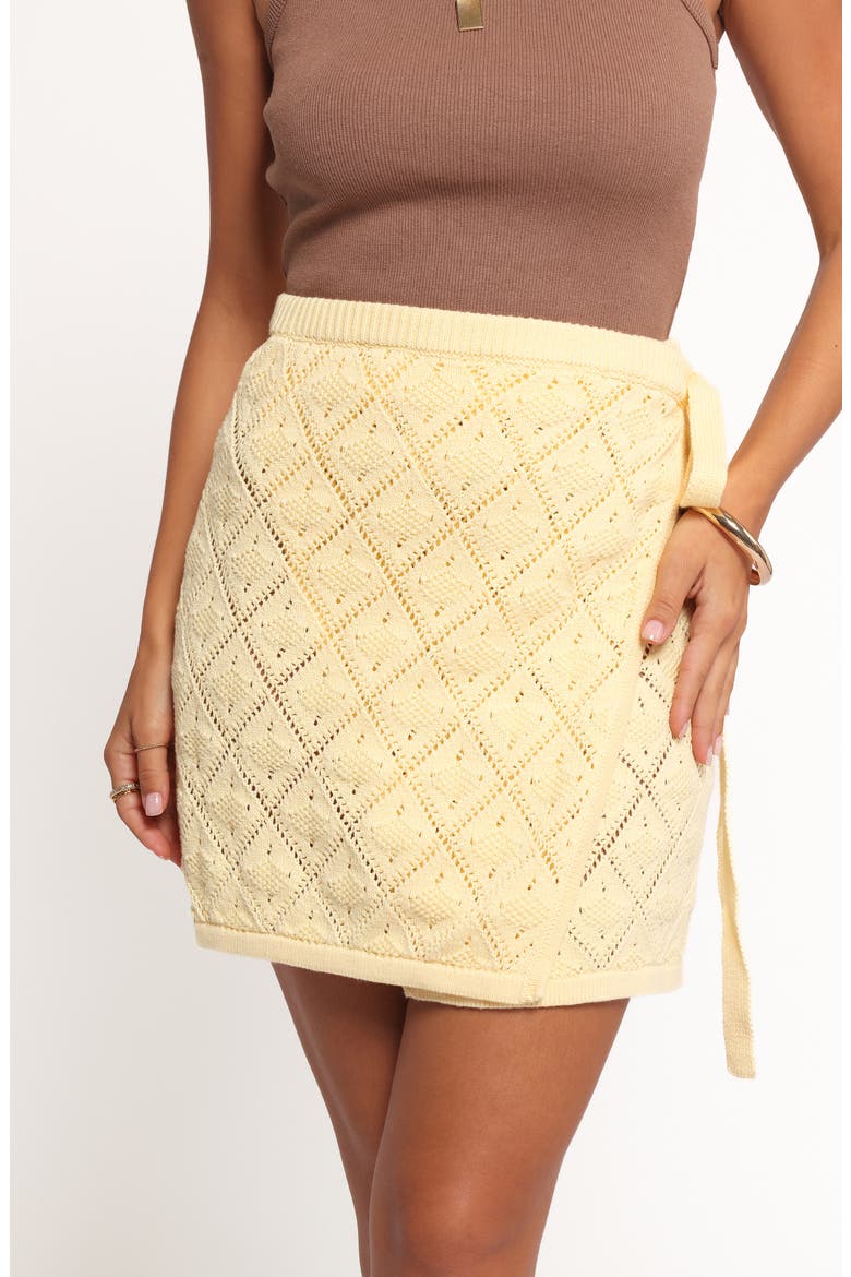 Palma Open Stitch Wrap Miniskirt, Alternate, color, BUTTER YELLOW