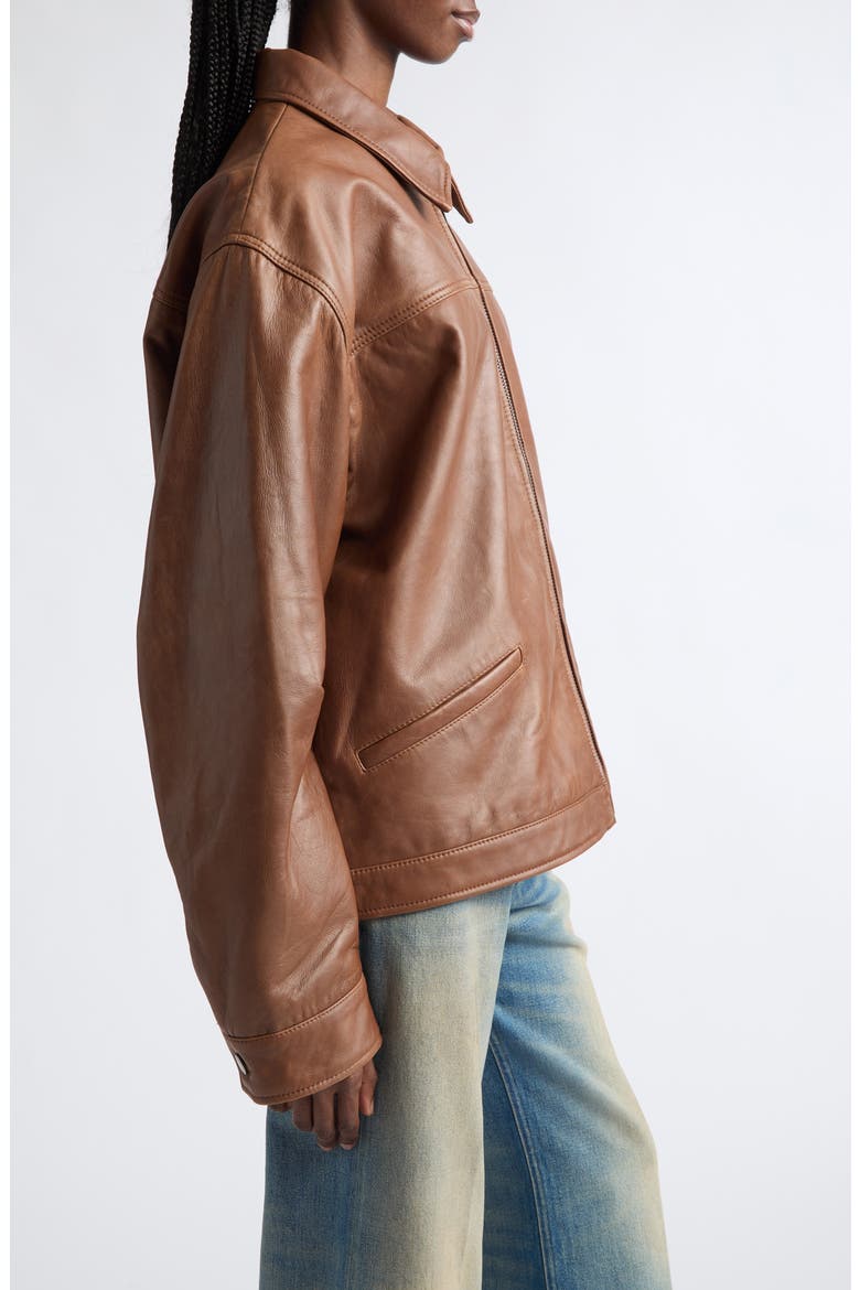 Jocelyn Silky Leather Jacket, Alternate, color, TAN