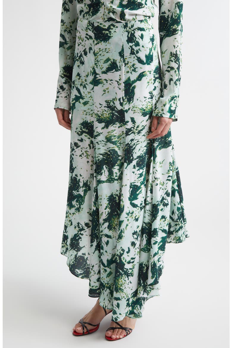 Joelle Print High-Low Skirt, Alternate, color, DARK GREEN MULTI
