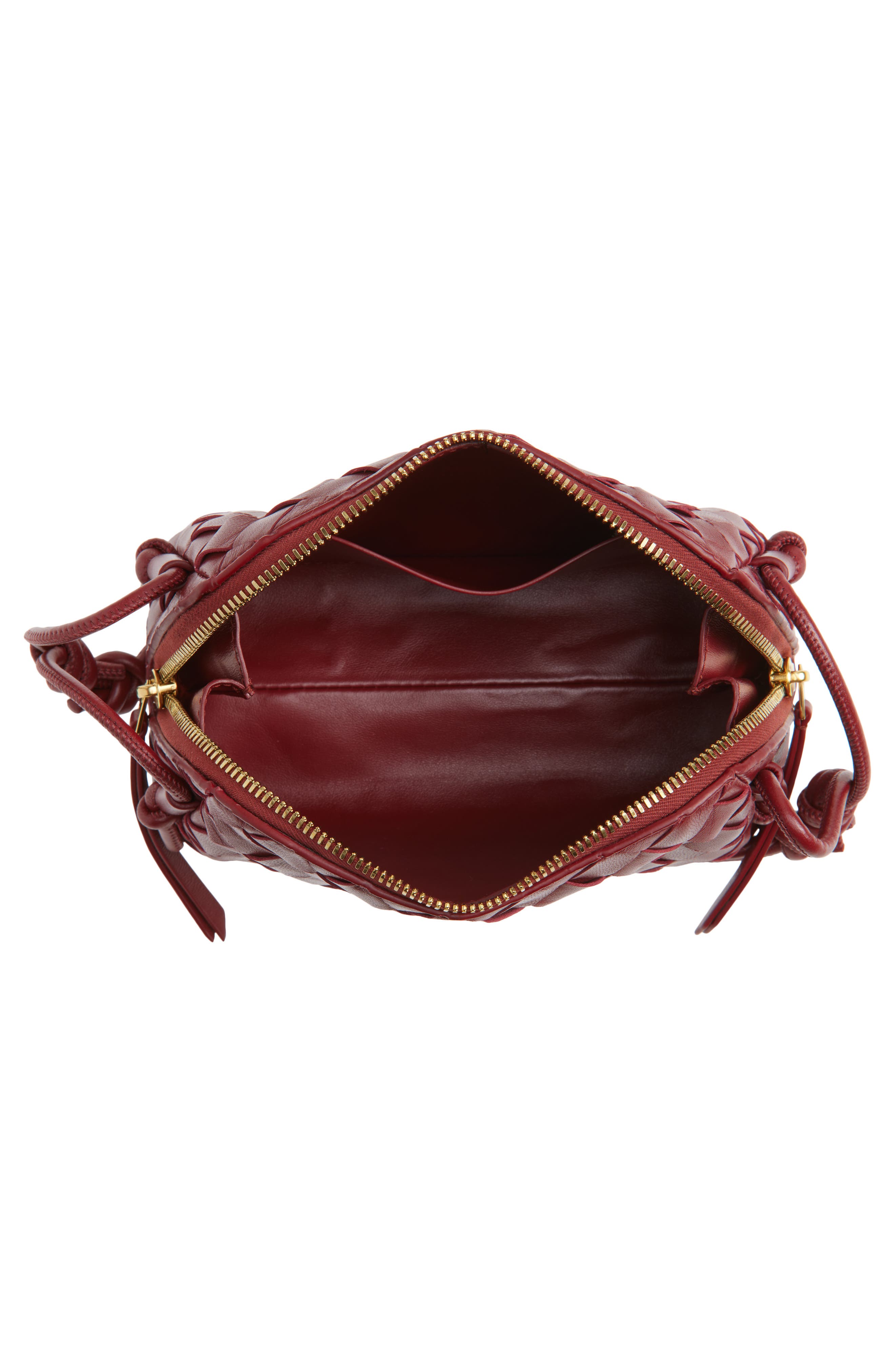 Mini Concert Intrecciato Leather Crossbody Bag, Alternate, color, 6585 LAVA RED-GOLD