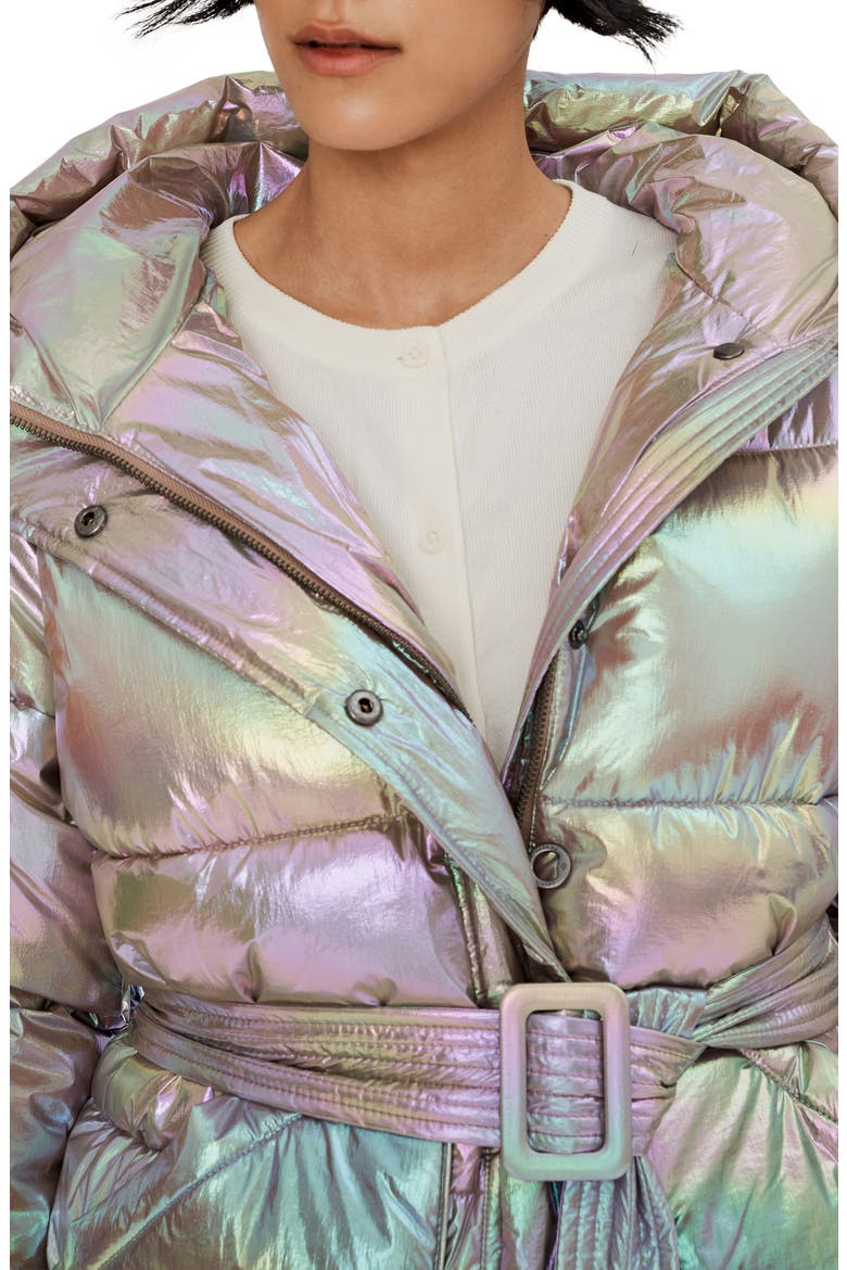 Belted Oversize Hooded Puffer Coat, Alternate, color, TANZANITE