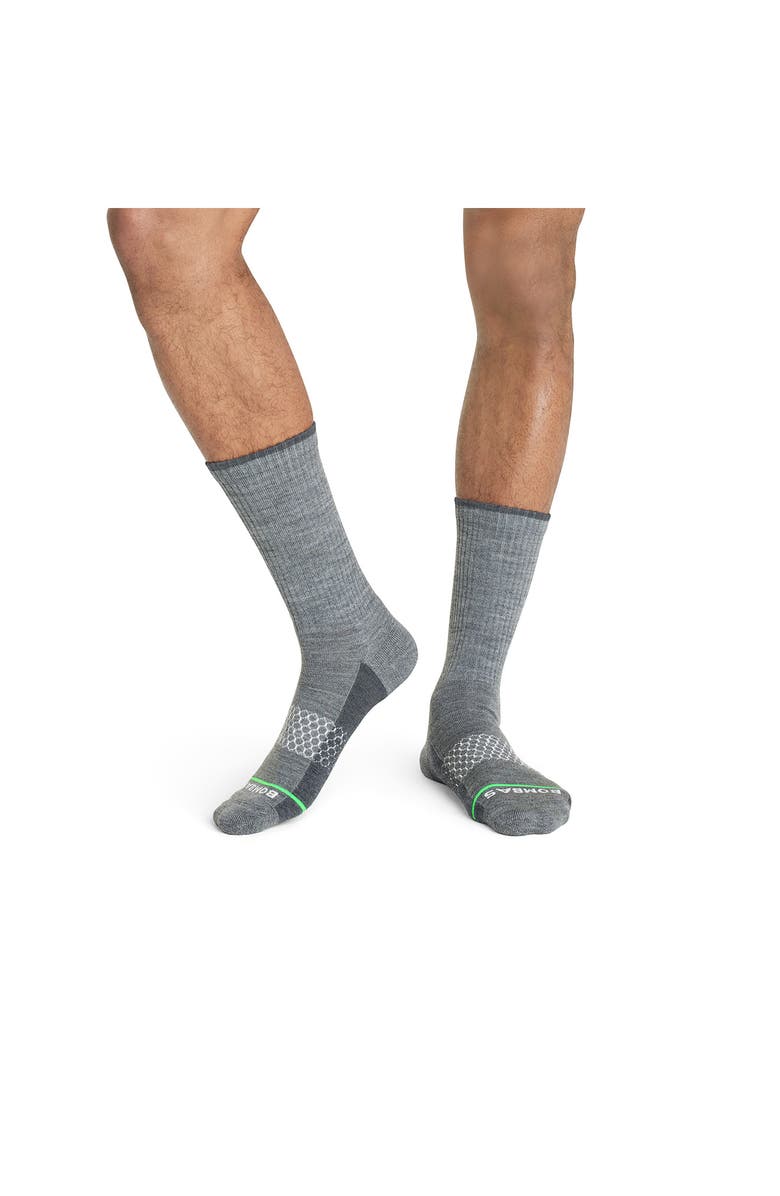 Bombas Heathered Colorblock Merino Wool Blend Calf Socks, Alternate, color, 