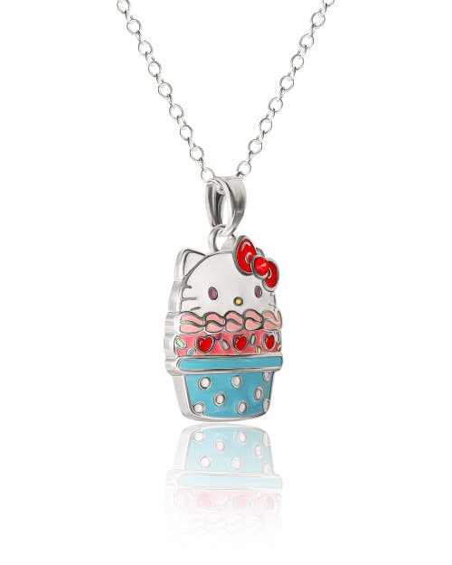 Hello Kitty Silver Plated Cupcake Pendant Necklace In Silver