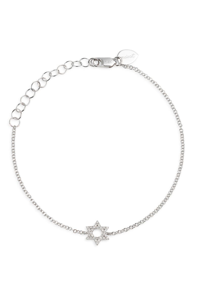 Star of David Diamond Bracelet, Main, color, WHITE