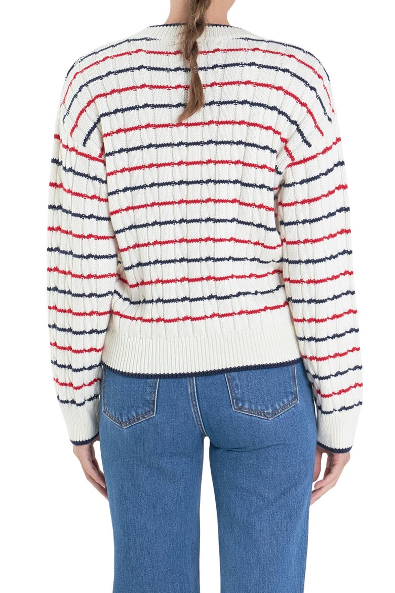 Stripe Cable Stitch Sweater, Alternate, color, OFF WHITE