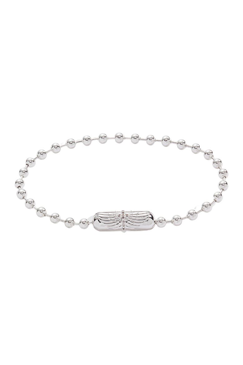 Ball Chain Barrel Closure Bracelet with  Wings, Main, color, Silver
