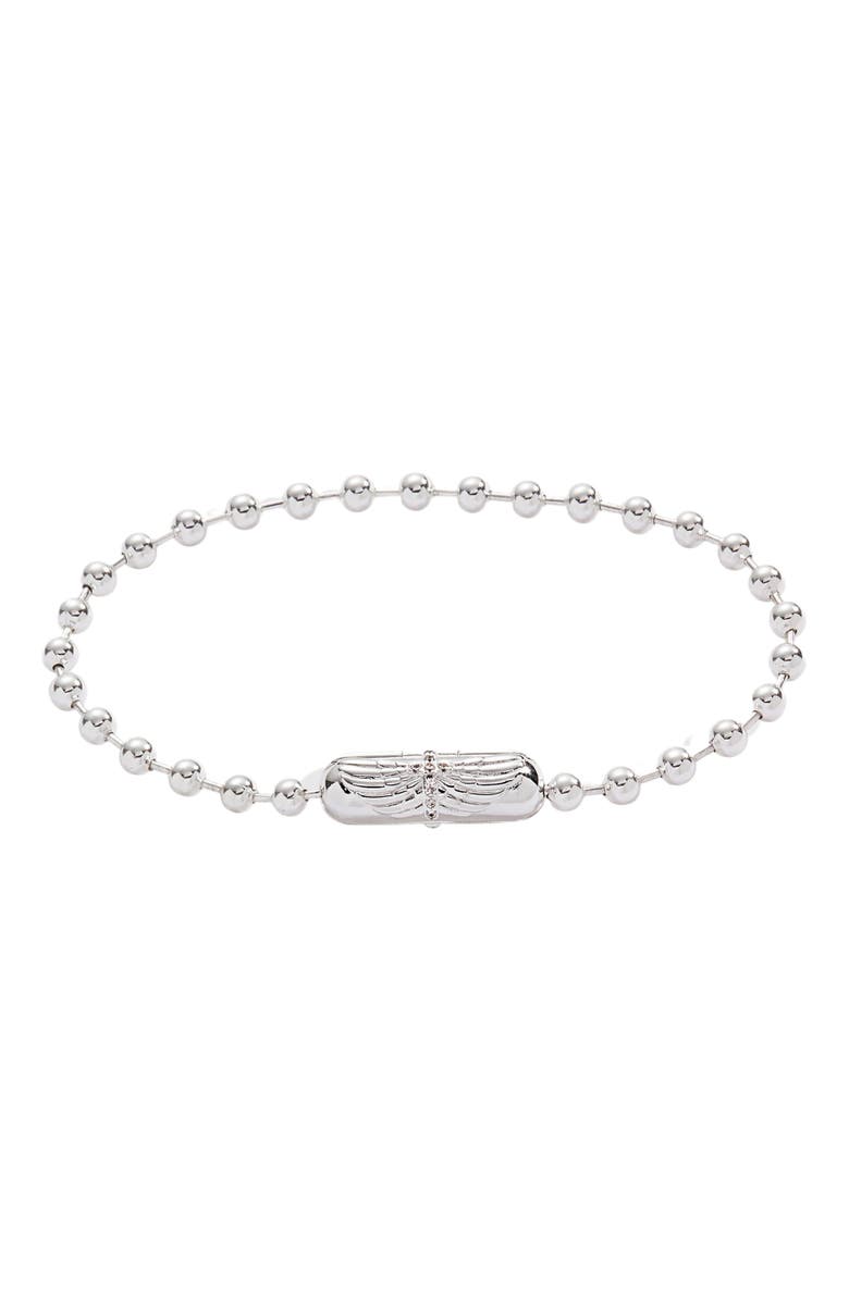 Alex and Ani Ball Chain Barrel Closure Bracelet with  Wings, Main, color, 