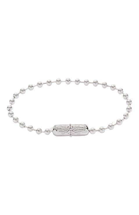 Ball Chain Barrel Closure Bracelet with  Wings