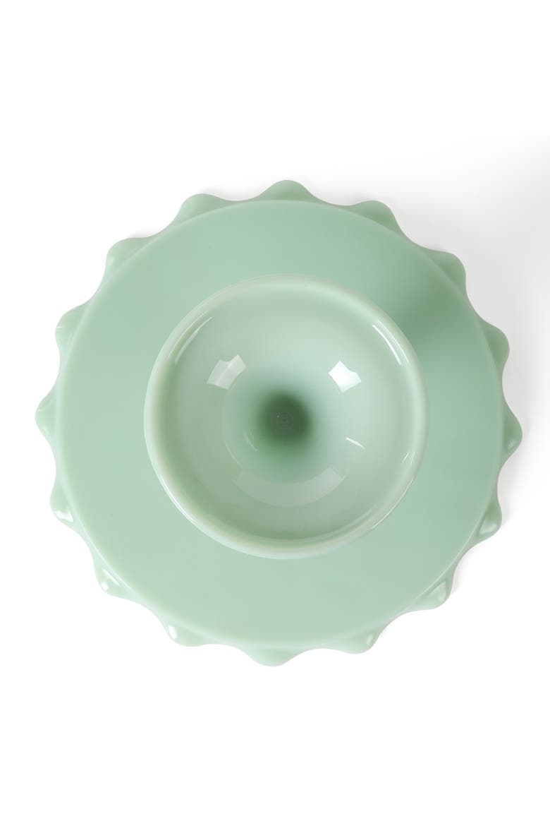 Highbrook Handmade Jadeite Glass Cake Stand with Ruffle Trim, Alternate, color, Jadeite Green